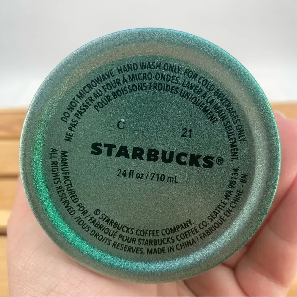 Starbucks 2021 Holiday Stainless Steel Blue & Green Ombre Tumbler 24 Oz Cold Cup